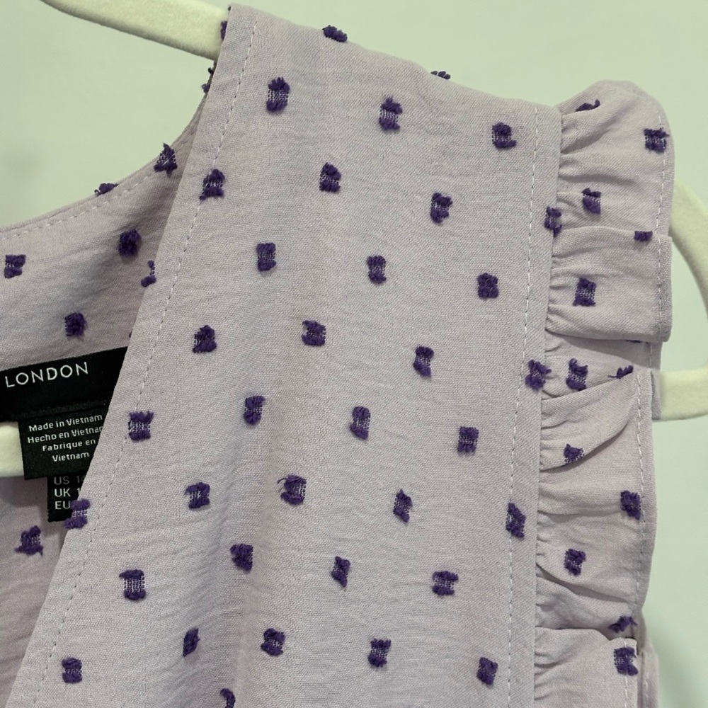 NWT Maggy London Lilac & Purple Polka Dot Midi Dress - Picture 7 of 11